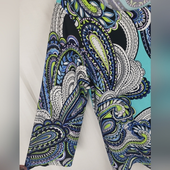 Melissa Paige Torquoise 3/4th Length Sleeve Paisley Print Shirt Sz PL - Picture 3 of 9